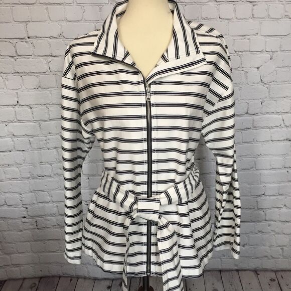 LIZ CLAIBORNE Zipper Front Belted Jacket - Picture 1 of 8